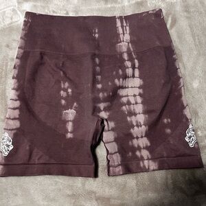 Darc Sport Maroon brown Tie-Dye High-Waist training Shorts